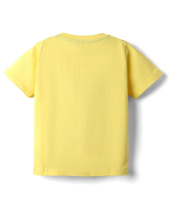 Babyhug Cotton Knit Half Sleeves T-Shirt with Dino Print - Yellow