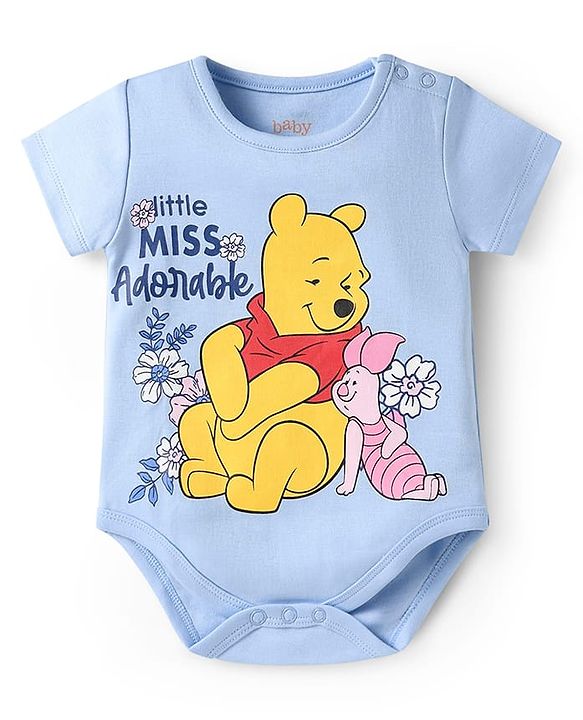 Babyhug Disney Interlock Knit Half Sleeves Onesies With Winnie The Pooh Print Pack Of 3 - Pink Blue & White