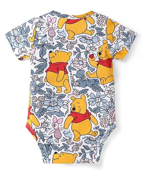 Babyhug Disney Interlock Knit Half Sleeves Onesies With Winnie The Pooh Print Pack Of 3 - Pink Blue & White