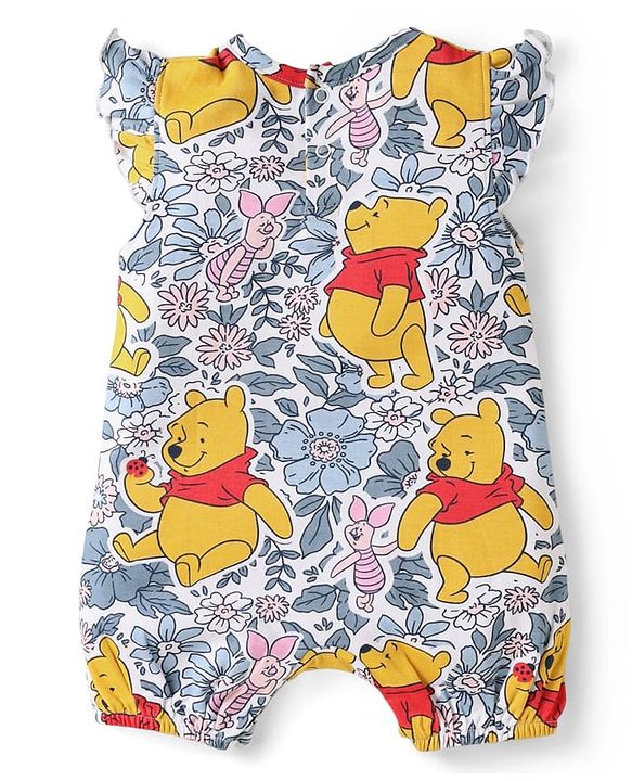 Babyhug Disney Interlock Knit Frill Sleeves Onesies With Winnie The Pooh Graphics Pack Of 3 - Blue Pink & White