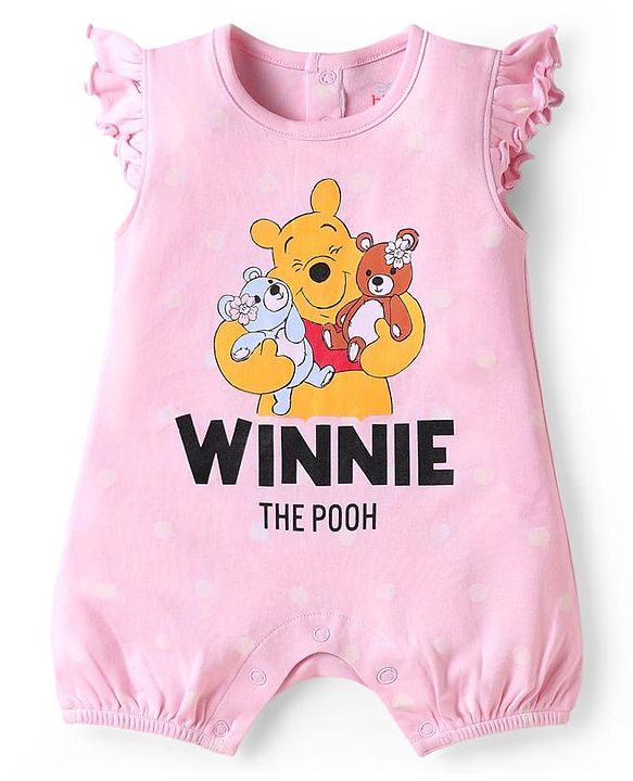Babyhug Disney Interlock Knit Frill Sleeves Onesies With Winnie The Pooh Graphics Pack Of 3 - Blue Pink & White