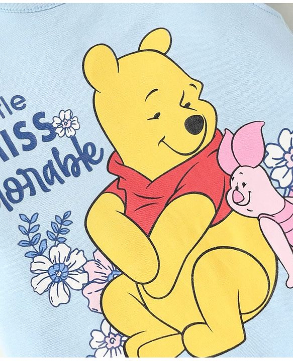 Babyhug Disney Interlock Knit Frill Sleeves Onesies With Winnie The Pooh Graphics Pack Of 3 - Blue Pink & White