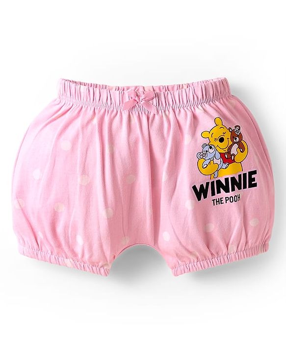 Babyhug Disney Single Jersey Knit Bloomers With Winnie The Pooh Print Pack Of 3 - Pink Blue & White