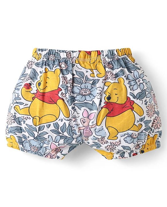 Babyhug Disney Single Jersey Knit Bloomers With Winnie The Pooh Print Pack Of 3 - Pink Blue & White