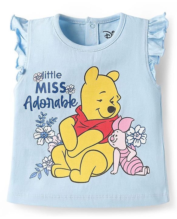 Babyhug Disney Single Jersey Knit Sleeveless T-Shirts With Winnie The Pooh Graphics Pack Of 3 - Pink & Light Blue