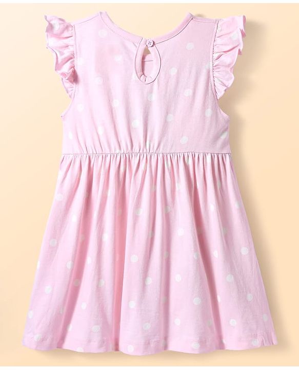 Babyhug Disney Single Jersey Knit Frill Sleeves Frocks With Winnie The Pooh Graphics Pack Of 2 - Pink & White
