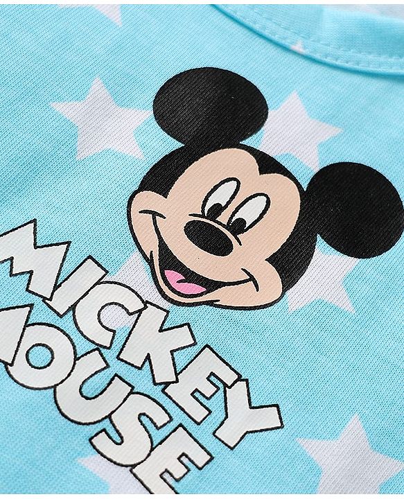Babyhug Disney Single Jersey Knit Sleeveless Vests With Mickey Mouse & Family Graphics Pack Of 3 - Light Blue Blue & Light Green