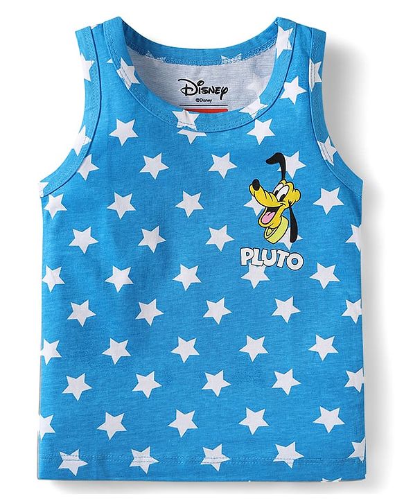 Babyhug Disney Single Jersey Knit Sleeveless Vests With Mickey Mouse & Family Graphics Pack Of 3 - Light Blue Blue & Light Green