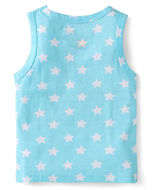Babyhug Disney Single Jersey Knit Sleeveless Vests With Mickey Mouse & Family Graphics Pack Of 3 - Light Blue Blue & Light Green