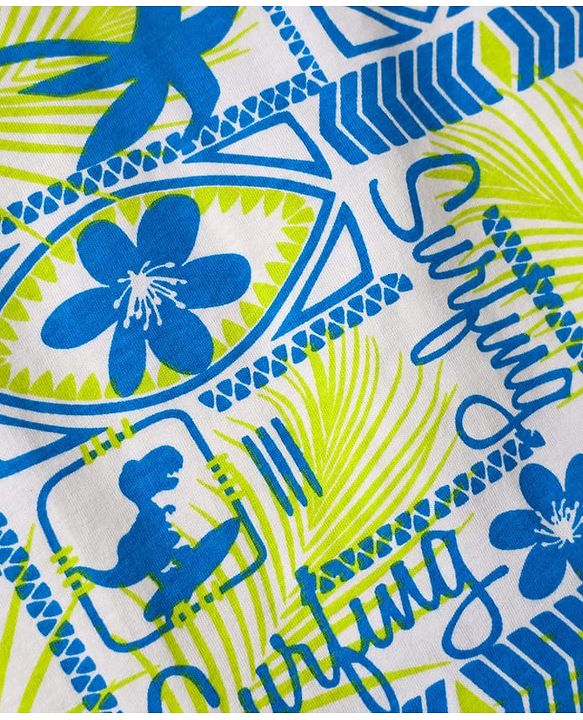 Babyhug Cotton Knit Half Sleeves T-Shirt with Beach Theme Print - Light Green