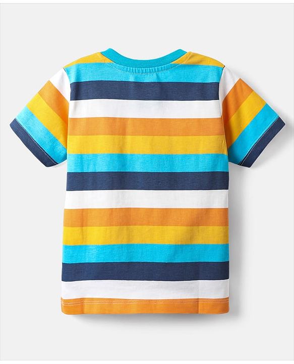 Babyhug Cotton Knit Half Sleeves T-Shirts with Sea Life Print & Stripes Pack of 3 - White