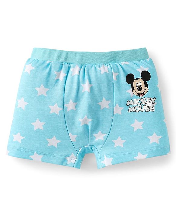 Babyhug Disney Interlock Knit Mid Thigh Trunk With Mickey & Family Graphics Pack Of 3 - Light Blue Light Green & Blue