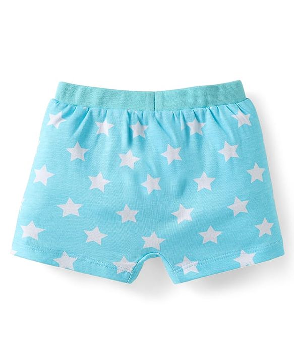 Babyhug Disney Interlock Knit Mid Thigh Trunk With Mickey & Family Graphics Pack Of 3 - Light Blue Light Green & Blue