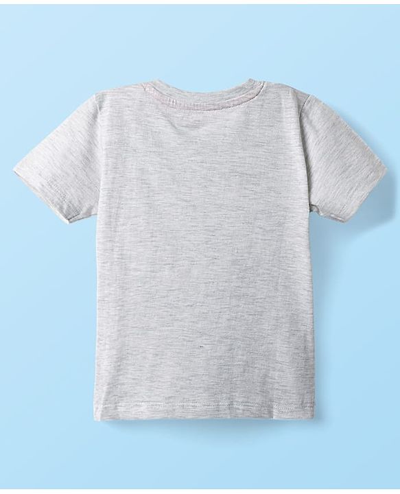 Babyhug Cotton Knit Half Sleeves T-Shirt With Beach Theme Print - Grey