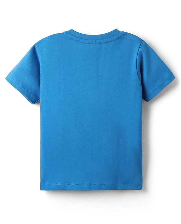 Babyhug Cotton Knit Half Sleeves T-Shirt with Tiger Print - Blue