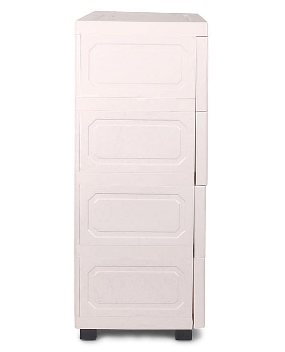 Babyhug 4 Layer High Density Plastic Storage Cabinet with Baby Elephant Print - White