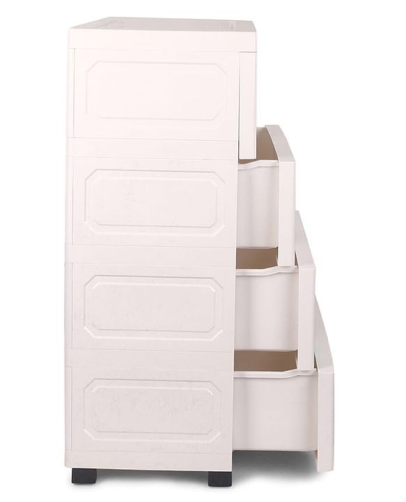 Babyhug 4 Layer High Density Plastic Storage Cabinet with Baby Elephant Print - White