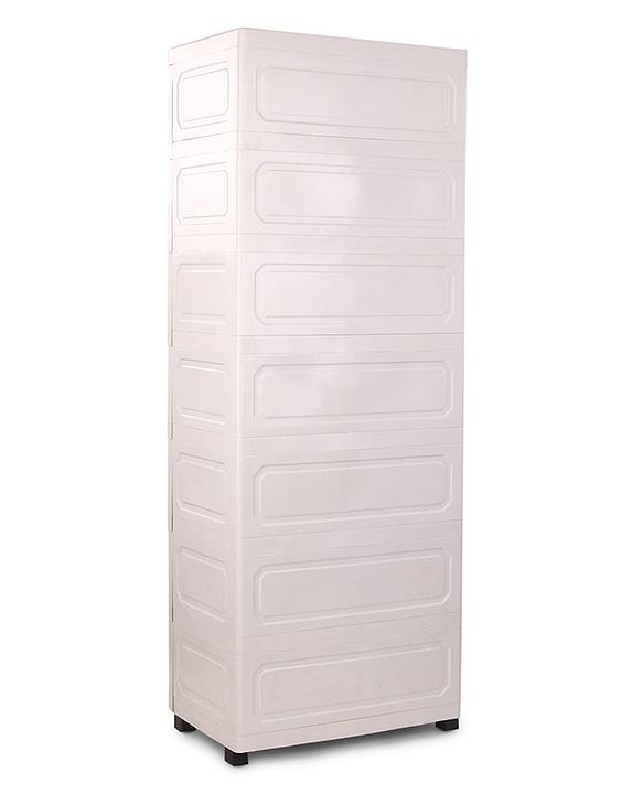 Babyhug 7 Layer High Density Plastic Storage Cabinet with Baby Elephant Print - White