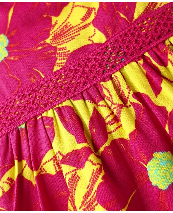 Babyhug Rayon Woven Frocks & Headband With Abstract Print - Red