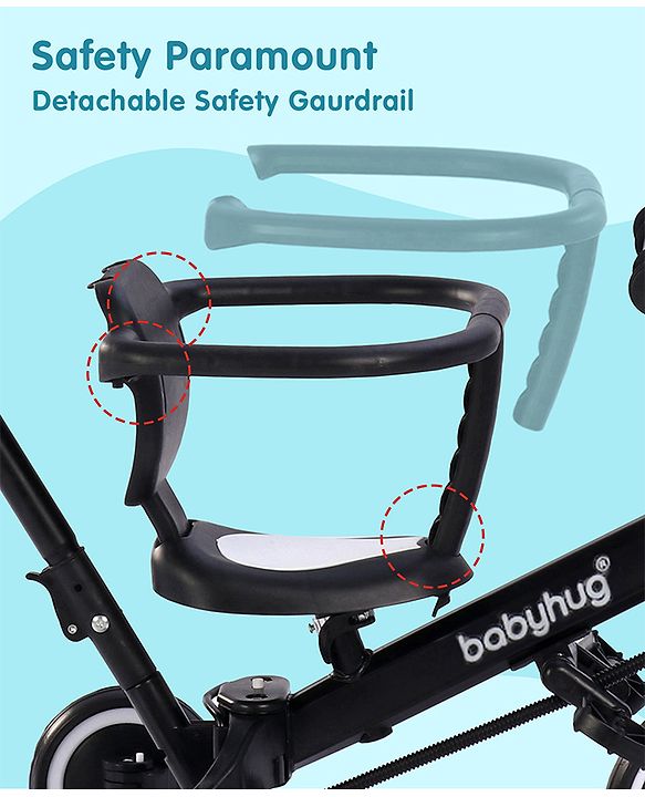 Babyhug Most Advanced 5 in 1 Baby Cycle Mini Marvel Tricycle with Adjustable Parent Handle - Black