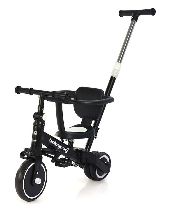 Babyhug Most Advanced 5 in 1 Baby Cycle Mini Marvel Tricycle with Adjustable Parent Handle - Black