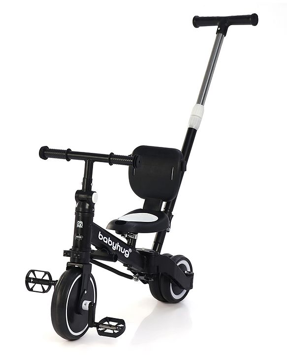 Babyhug Most Advanced 5 in 1 Baby Cycle Mini Marvel Tricycle with Adjustable Parent Handle - Black