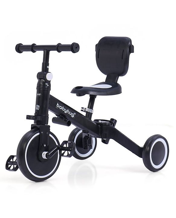 Babyhug Most Advanced 5 in 1 Baby Cycle Mini Marvel Tricycle with Adjustable Parent Handle - Black