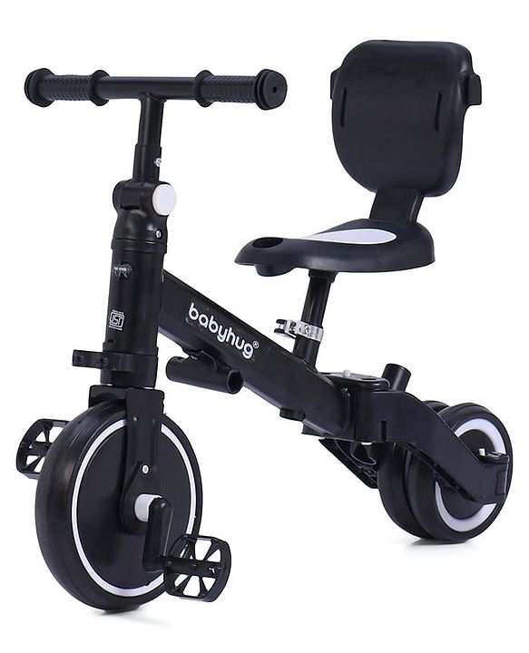 Babyhug Most Advanced 5 in 1 Baby Cycle Mini Marvel Tricycle with Adjustable Parent Handle - Black