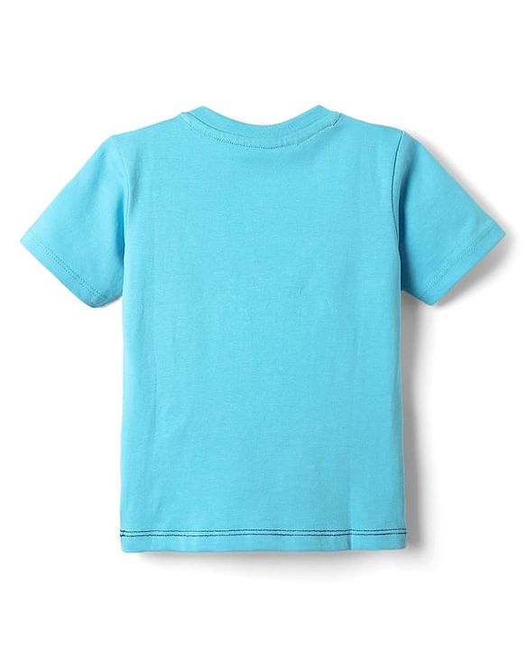 Babyhug Cotton Knit Half Sleeves T-Shirt With Dino Print -Light Blue