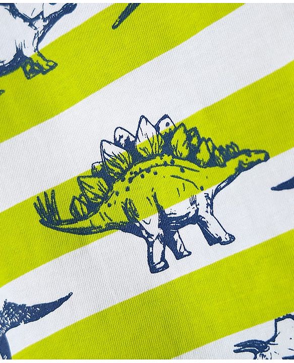 Babyhug Cotton Knit Half Sleeves T-Shirt With Dino Print - Limegreen
