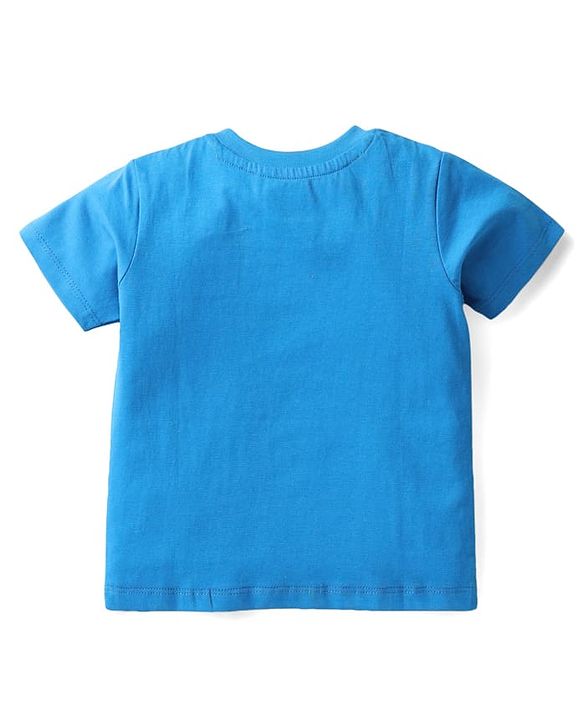 Babyhug Cotton Knit Half Sleeves T-Shirts with Animal Print & Stripes Pack of 3 - Blue & Red