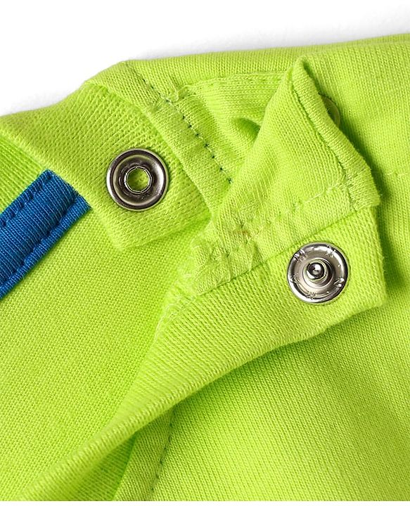 Babyhug Cotton Knit Half Sleeves T-Shirt with New York Print - Limegreen