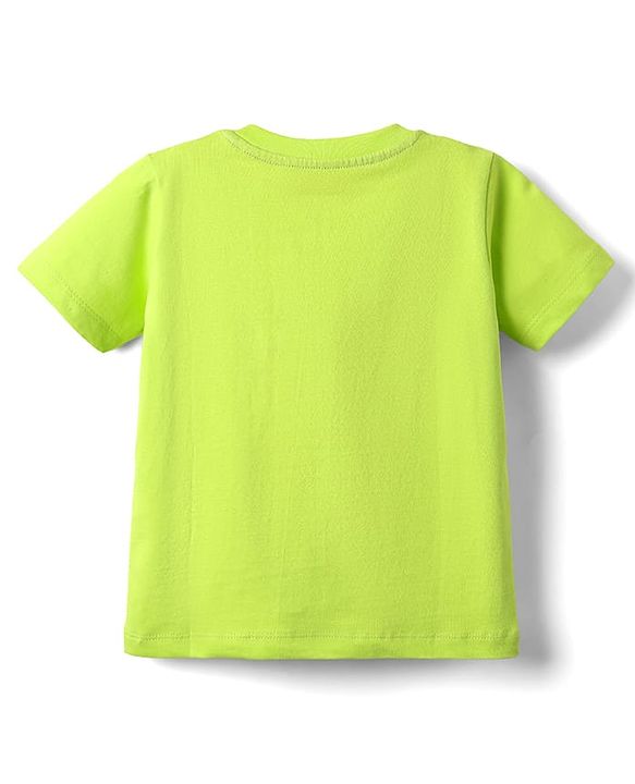 Babyhug Cotton Knit Half Sleeves T-Shirt with New York Print - Limegreen