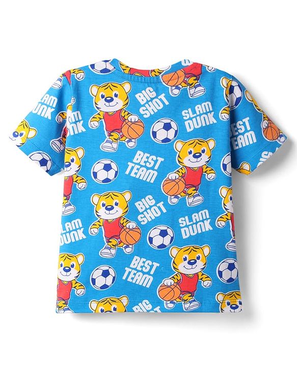 Babyhug Cotton Knit Half Sleeves T-Shirts with Stripes & Sports Theme Print Pack of 5 - Multicolor
