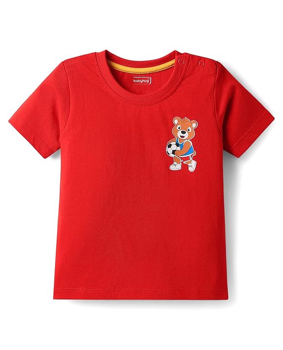 Babyhug Cotton Knit Half Sleeves T-Shirts with Stripes & Sports Theme Print Pack of 5 - Multicolor