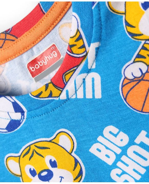 Babyhug Cotton Knit Half Sleeves T-Shirts with Stripes & Sports Theme Print Pack of 5 - Multicolor