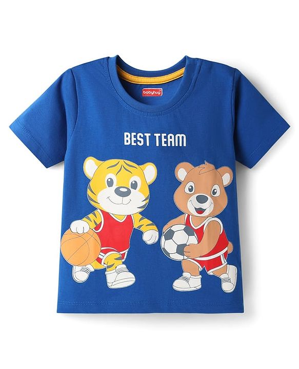 Babyhug Cotton Knit Half Sleeves T-Shirts with Stripes & Sports Theme Print Pack of 5 - Multicolor