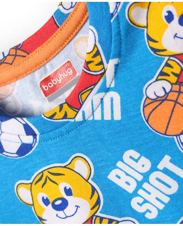 Babyhug Cotton Knit Half Sleeves T-Shirts with Stripes & Sports Theme Print Pack of 5 - Multicolor