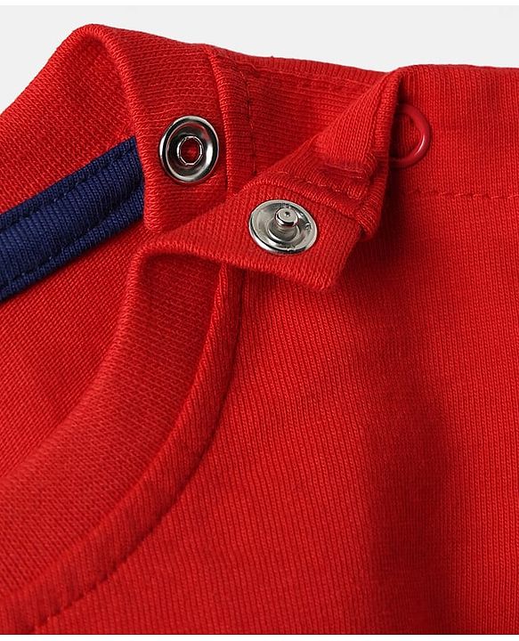 Babyhug Cotton Knit Half Sleeves T-Shirts with Sports Theme Print & Stripes Pack of 3 - Red Yellow & Blue