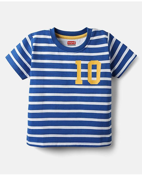 Babyhug Cotton Knit Half Sleeves T-Shirts with Sports Theme Print & Stripes Pack of 3 - Red Yellow & Blue