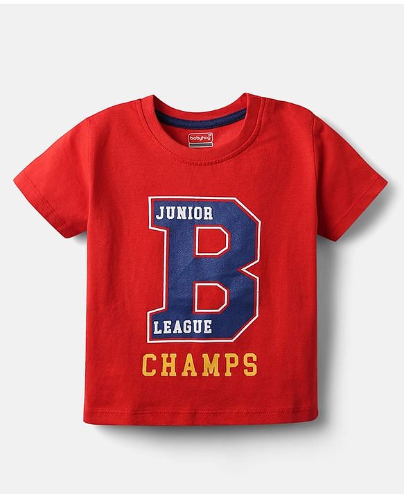 Babyhug Cotton Knit Half Sleeves T-Shirts with Sports Theme Print & Stripes Pack of 3 - Red Yellow & Blue