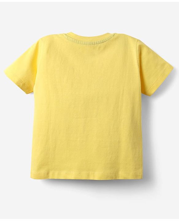 Babyhug Cotton Knit Half Sleeves T-Shirt With Stripes & Awesome Text Print Pack Of 3 - Yellow & Light Blue