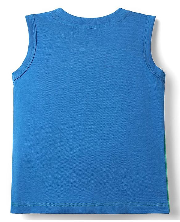 Babyhug Cotton Knit Sleeveless Tank T-Shirts with Dino Print & Stripes Pack of 3 - Multicolor