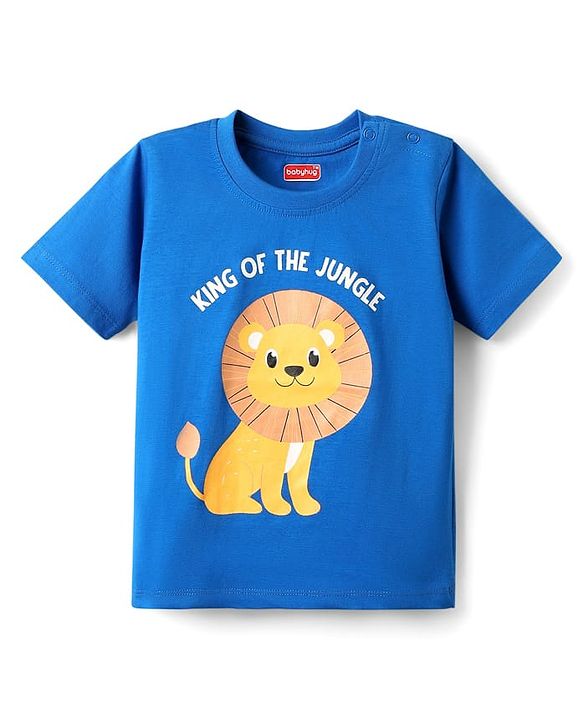 Babyhug Cotton Knit Half Sleeves T-Shirts with Animal Print & Stripes Pack of 3 - Red Blue & Yellow