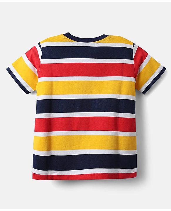 Babyhug Cotton Knit Half Sleeves T-Shirt With Stripes & Awesome Text Print Pack Of 3 - Yellow Red & Blue
