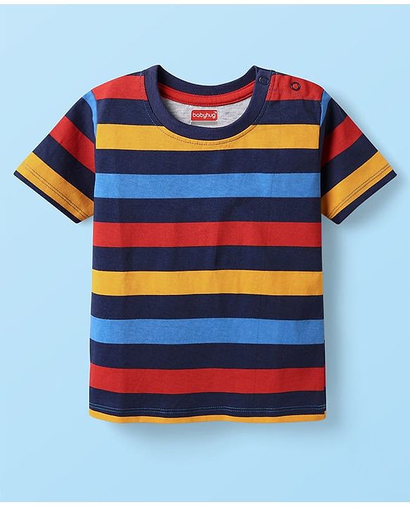 Babyhug Cotton Knit Half Sleeves T-Shirts with Sports Theme Print & Stripes Pack of 7 - Multicolor