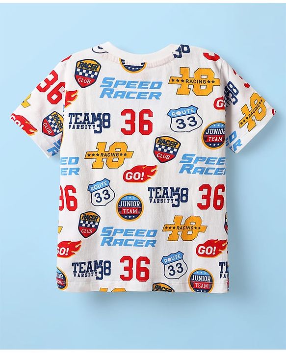 Babyhug Cotton Knit Half Sleeves T-Shirts with Sports Theme Print & Stripes Pack of 7 - Multicolor