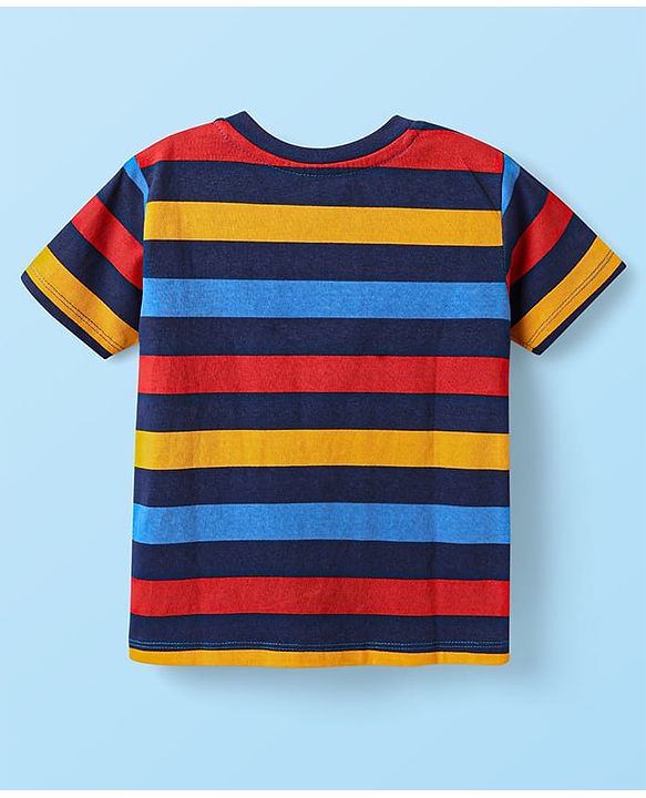 Babyhug Cotton Knit Half Sleeves T-Shirts with Sports Theme Print & Stripes Pack of 7 - Multicolor