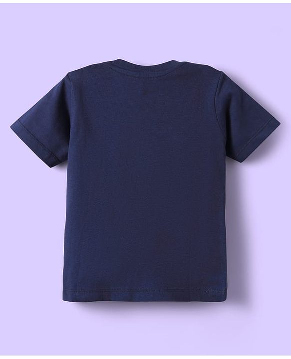 Babyhug Cotton Knit Half Sleeves T-Shirts with Text Print & Stripes Pack of 3 - Orange Navy & Light Blue