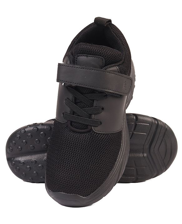 Pine Kids School Shoes with Velcro Closure - Black